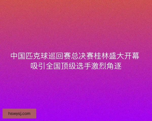 中国匹克球巡回赛总决赛桂林盛大开幕 吸引全国顶级选手激烈角逐