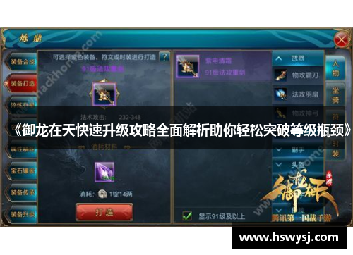 《御龙在天快速升级攻略全面解析助你轻松突破等级瓶颈》